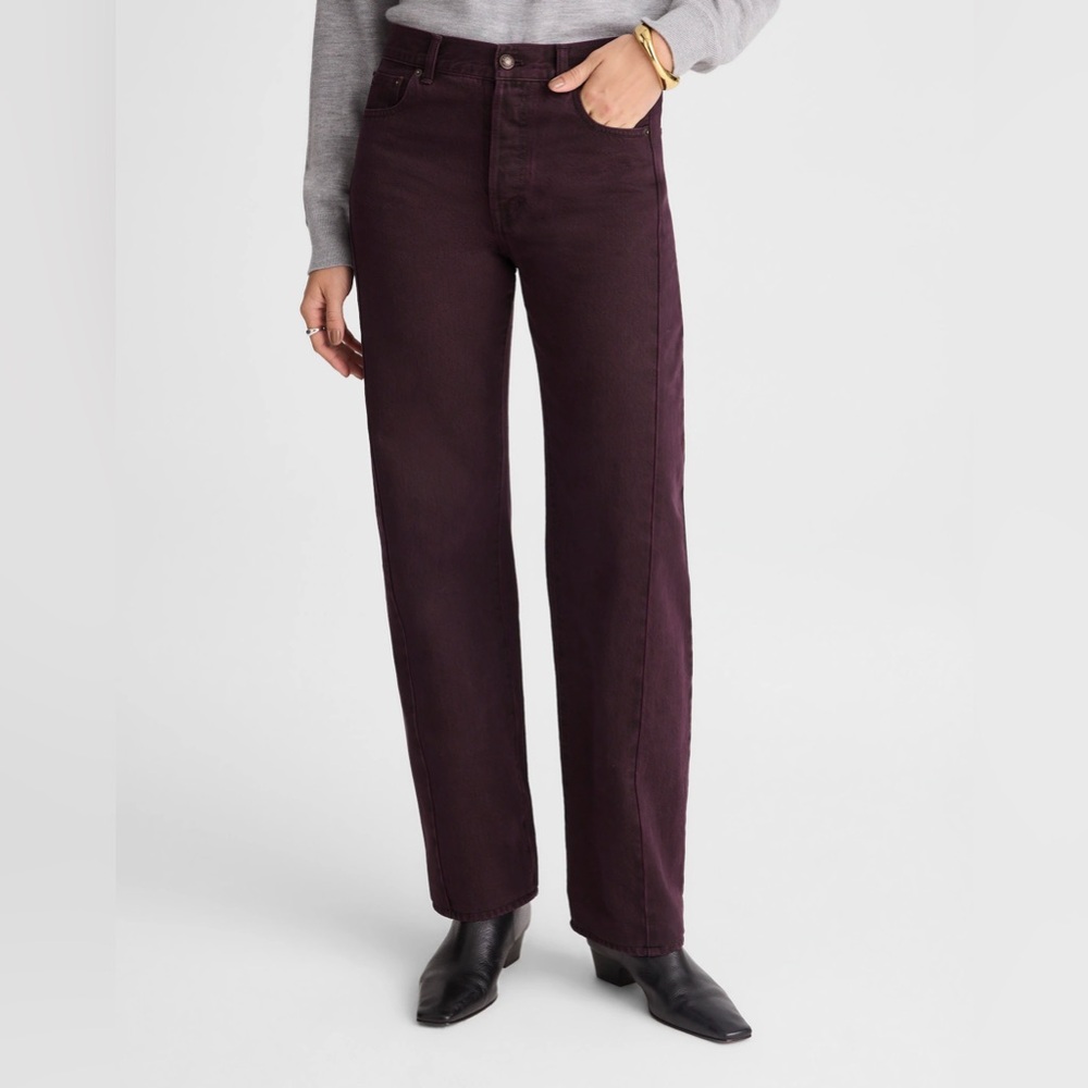 NWT Madewell Pieced Barrel Leg Jeans in Dark Burgundy Denim Size 25 $148 NX980